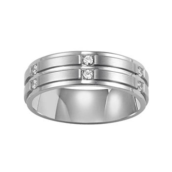 Men's 7mm Diamond Band in Stainless Steel