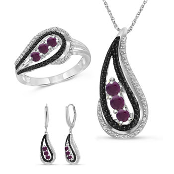 Diamond Accent Lab Created Red Ruby Sterling Silver 3-pc. Jewelry Set