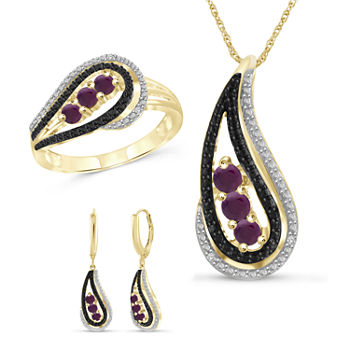 Diamond Accent Lab Created Red Ruby 14K Gold Over Silver 3-pc. Jewelry Set
