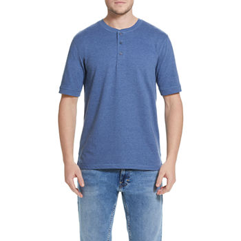 American Threads Mens Short Sleeve Regular Fit Henley Shirt