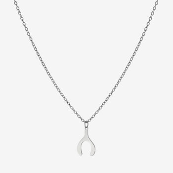 Silver Treasures Sterling Silver 16 Inch Cable Wishbone Pendant Necklace