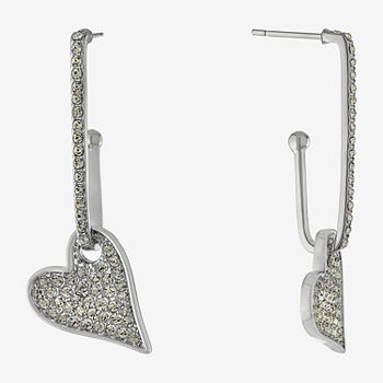 Sparkle Allure Crystal Pure Silver Over Brass Heart Drop Earrings