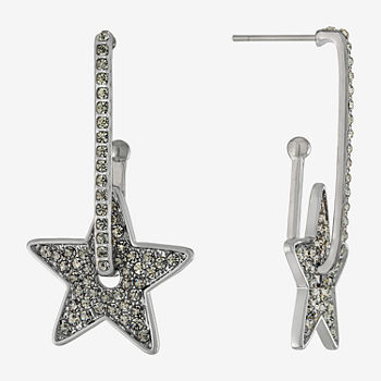 Sparkle Allure Crystal Pure Silver Over Brass Star Drop Earrings