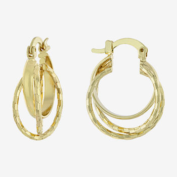 Silver Reflections 14K Gold Over Brass Hoop Earrings