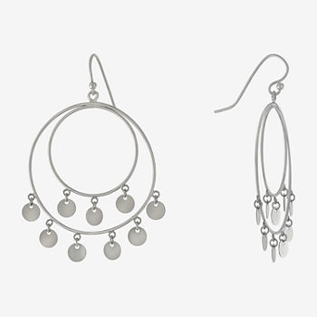 Silver Reflections Pure Silver Over Brass Round Chandelier Earrings