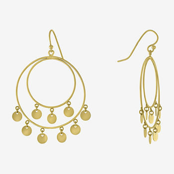Silver Reflections 14K Gold Over Brass Round Drop Earrings