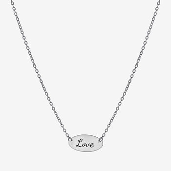 Silver Treasures Love Sterling Silver 16 Inch Cable Oval Pendant Necklace