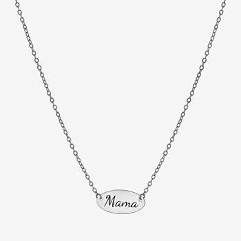 Silver Treasures Mama Sterling Silver 16 Inch Cable Oval Pendant Necklace
