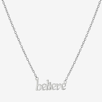 Silver Treasures Believe Sterling Silver 16 Inch Cable Pendant Necklace