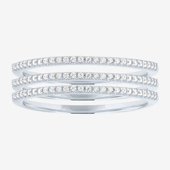 Womens 1/5 CT. T.W. Genuine White Diamond Sterling Silver Wedding Stackable Ring