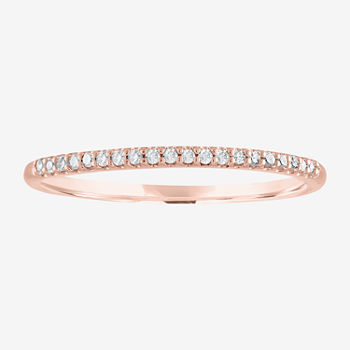 Womens 1/10 CT. T.W. Genuine White Diamond 10K Rose Gold Stackable Ring
