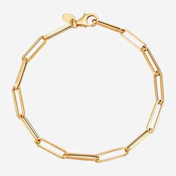 Made in Italy 14K Gold 7.5 Inch Hollow Paperclip Chain Bracelet