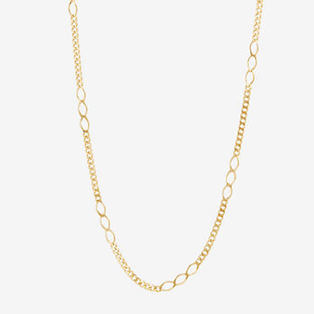 Adjustable 14K Gold 18 Inch Cable Chain Necklace