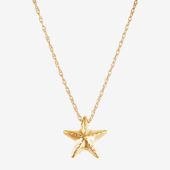 Reversible Womens 10K Gold Star Pendant Necklace