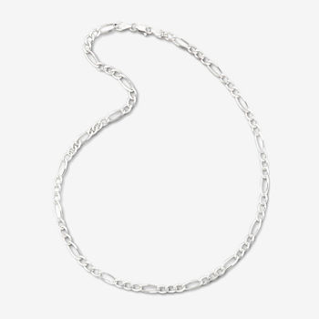 Made in Italy Sterling Silver 20 Inch Solid Figaro Chain Necklace