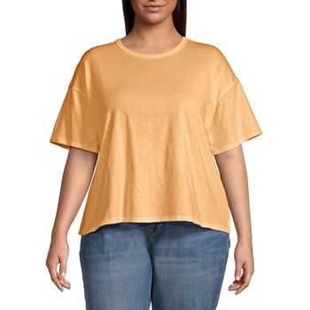 a.n.a Womens Plus Round Neck Short Sleeve T-Shirt