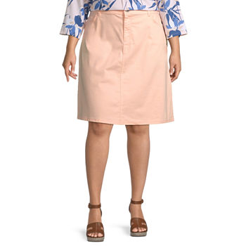 Liz Claiborne Womens Mid Rise Midi A-Line Skirt-Plus