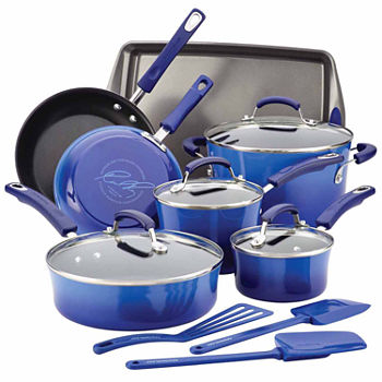 Rachael Ray® Classic Brights Collection Porcelain 14-pc. Aluminum Nonstick Cookware Set