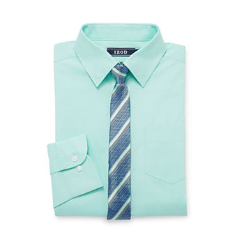 IZOD Big Boys Point Collar Long Sleeve Shirt + Tie Set