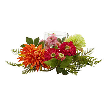 17" Mixed Floral & Dahlia Candelabrum