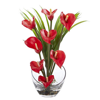 Calla Lily and Grass Artificial Arrangement in Vase
