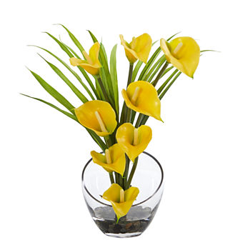 Calla Lily and Grass Artificial Arrangement in Vase
