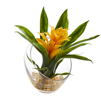 8’’ Tropical Bromeliad in Angled Vase Artificial Arrangement