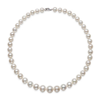 Womens 8-10.5MM White Cultured Freshwater Pearl Sterling Silver Strand Necklace