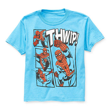 Disney Little & Big Boys Crew Neck Spiderman Short Sleeve Graphic T-Shirt