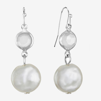 Liz Claiborne 1 Pair Simulated Pearl Round Drop Earrings