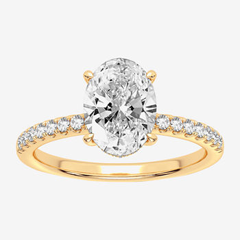 Modern Bride Signature Womens 1 3/4 CT. T.W. Lab Grown White Diamond 14K Gold Oval Solitaire Engagement Ring