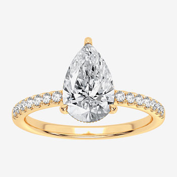 Modern Bride Signature Womens 1 3/4 CT. T.W. Lab Grown White Diamond 14K Gold Pear Solitaire Engagement Ring