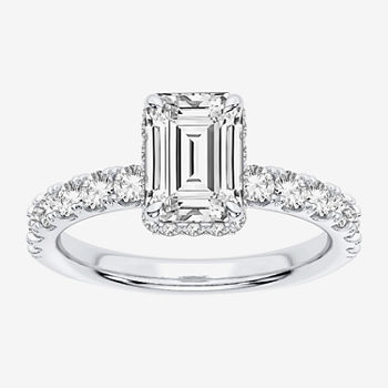 Modern Bride Signature Womens 2 CT. T.W. Lab Grown White Diamond 14K White Gold Rectangular Solitaire Engagement Ring