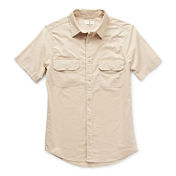 Mutual Weave Big and Tall Mens Adaptive Regular Fit Short Sleeve Button-Down Shirt