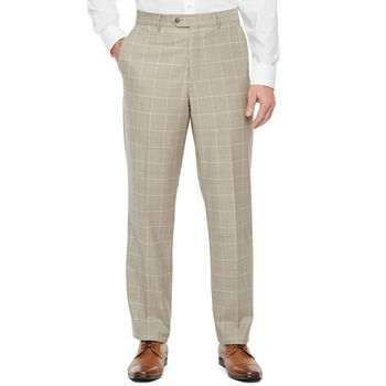 Stafford Mens Windowpane Stretch Slim Fit Suit Pants