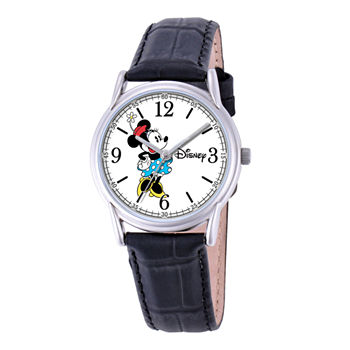Disney Cardiff Womens Minnie Mouse Black Leather Watch