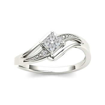 1/10 CT. T.W. Diamond 10K White Gold Engagement Ring