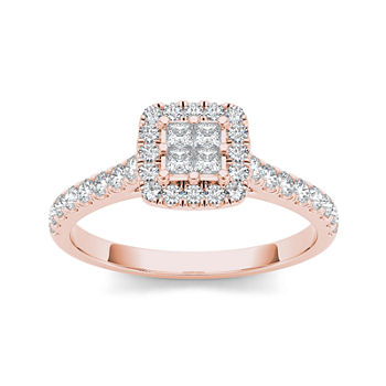 1/2 CT. T.W. Diamond 10K Rose Gold Engagement Ring