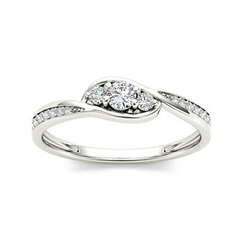 1/5 CT. T.W. Diamond 10K White Gold 3-Stone Engagement Ring