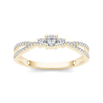 1/4 CT. T.W. Diamond 10K Yellow Gold 3-Stone Engagement Ring
