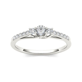 1/3 CT. T.W. Diamond 10K White Gold 3-Stone Engagement Ring