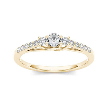 1/3 CT. T.W. Diamond 10K Yellow Gold 3-Stone Engagement Ring