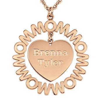 Personalized "Mom" with Child Names Heart 27mm Pendant Necklace