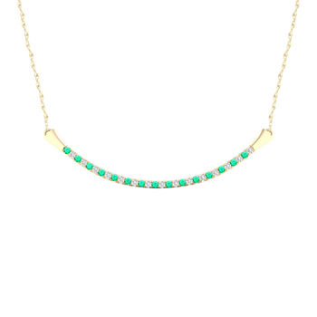 Womens Diamond Accent Genuine Green Emerald 10K Gold Pendant Necklace