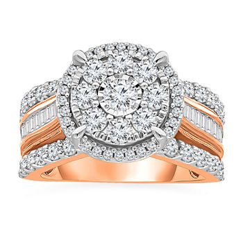 Womens 2 CT. T.W. Genuine White Diamond 10K Rose Gold Engagement Ring