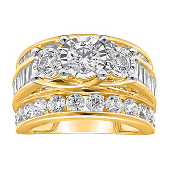 Womens 4 CT. T.W. Genuine White Diamond 10K Gold Engagement Ring