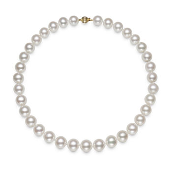 Womens 10.5MM White Cultured Freshwater Pearl 14K Gold Strand Necklace