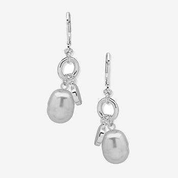 Worthington Silver Tone Simulated Pearl Drop Earrings