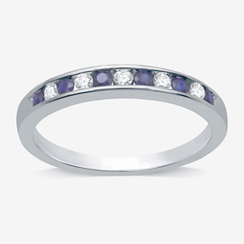 1/8 CT. T.W. Lab Created Blue Sapphire Sterling Silver Band