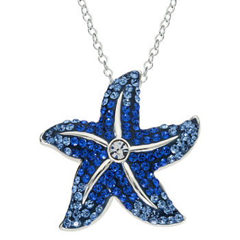 Starfish Womens Lab Created Multi Color Crystal Sterling Silver Pendant Necklace